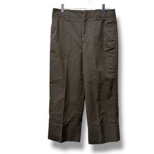 Zara Women’s Wide Leg Cuffed High Waist Ankle Green Khaki Chino Pants Size Small